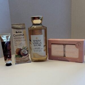 Vanilla Sugar Body Wash, Hand Cream, Shower Steamers and exfoliating scrub